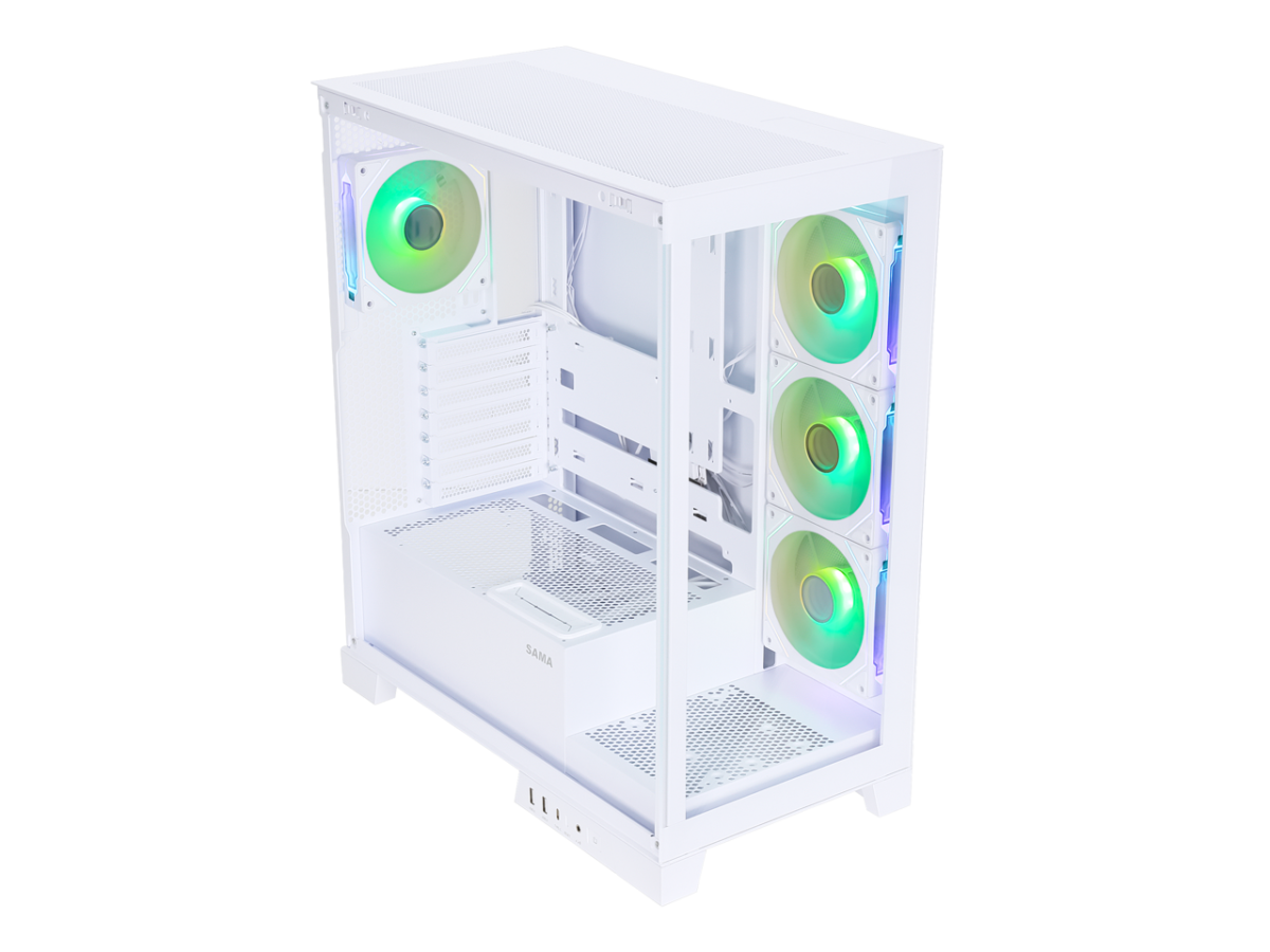 ⁦Sama Neview 2351 White Dual USB3.0 and Type C Tempered Glass ATX Mid Tower⁩ - الصورة ⁦7⁩