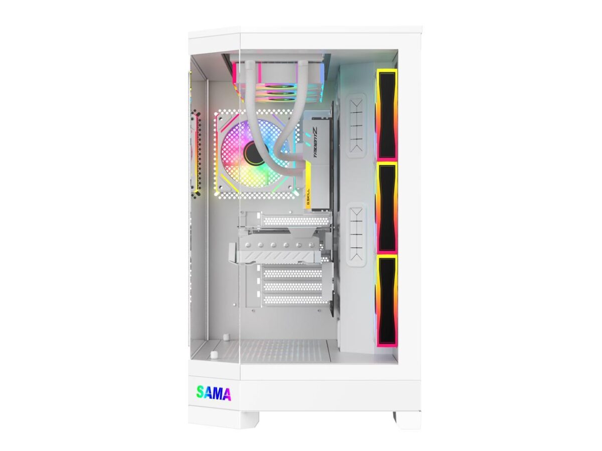 ⁦Sama 3021-White Dual USB3.0 and Type C Tempered Glass ATX Full Tower⁩ - الصورة ⁦2⁩