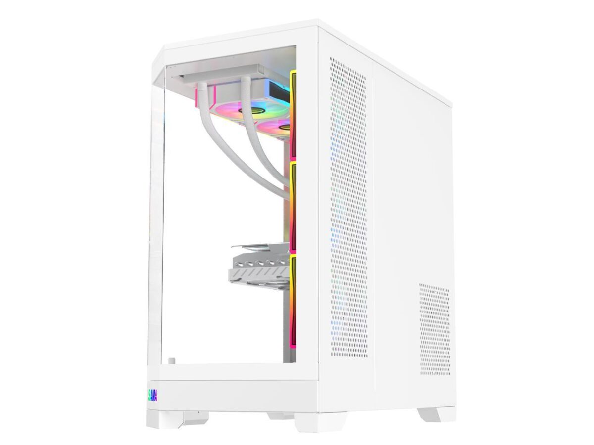 ⁦Sama 3021-White Dual USB3.0 and Type C Tempered Glass ATX Full Tower⁩ - الصورة ⁦3⁩