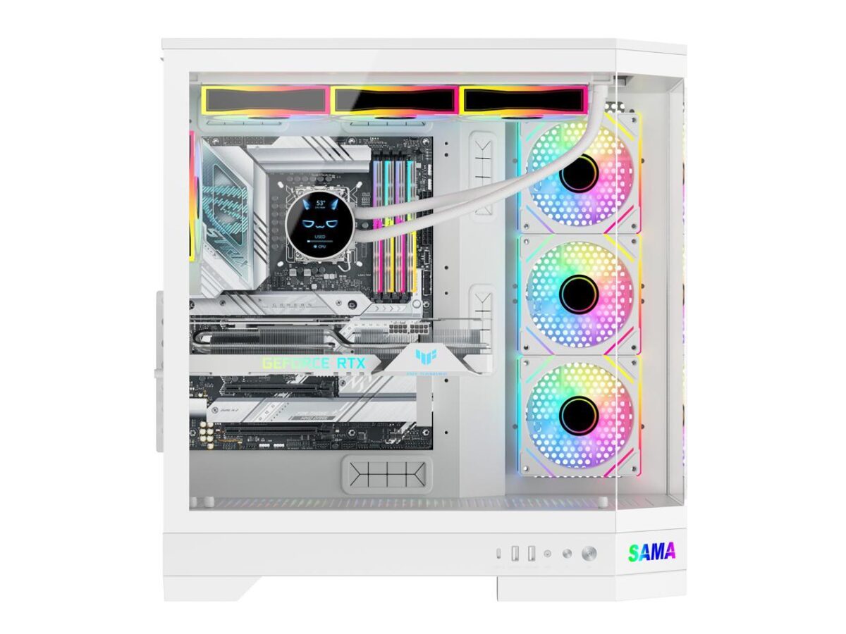 ⁦Sama 3021-White Dual USB3.0 and Type C Tempered Glass ATX Full Tower⁩ - الصورة ⁦7⁩