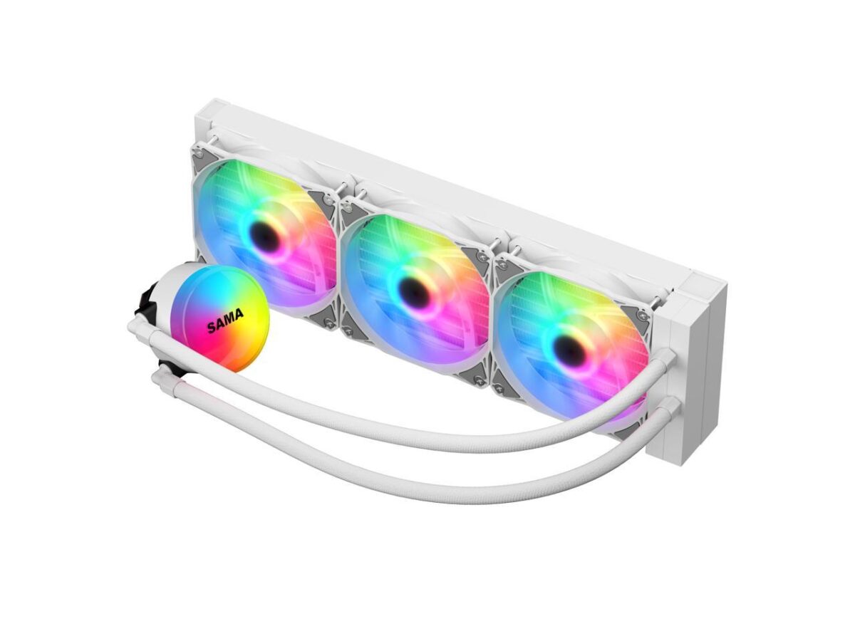 ⁦SAMA SI360 Liquid CPU Cooler 360mm Addressable RGB Pump PWM & FDB Fans AIO Water Cooler⁩ - الصورة ⁦2⁩