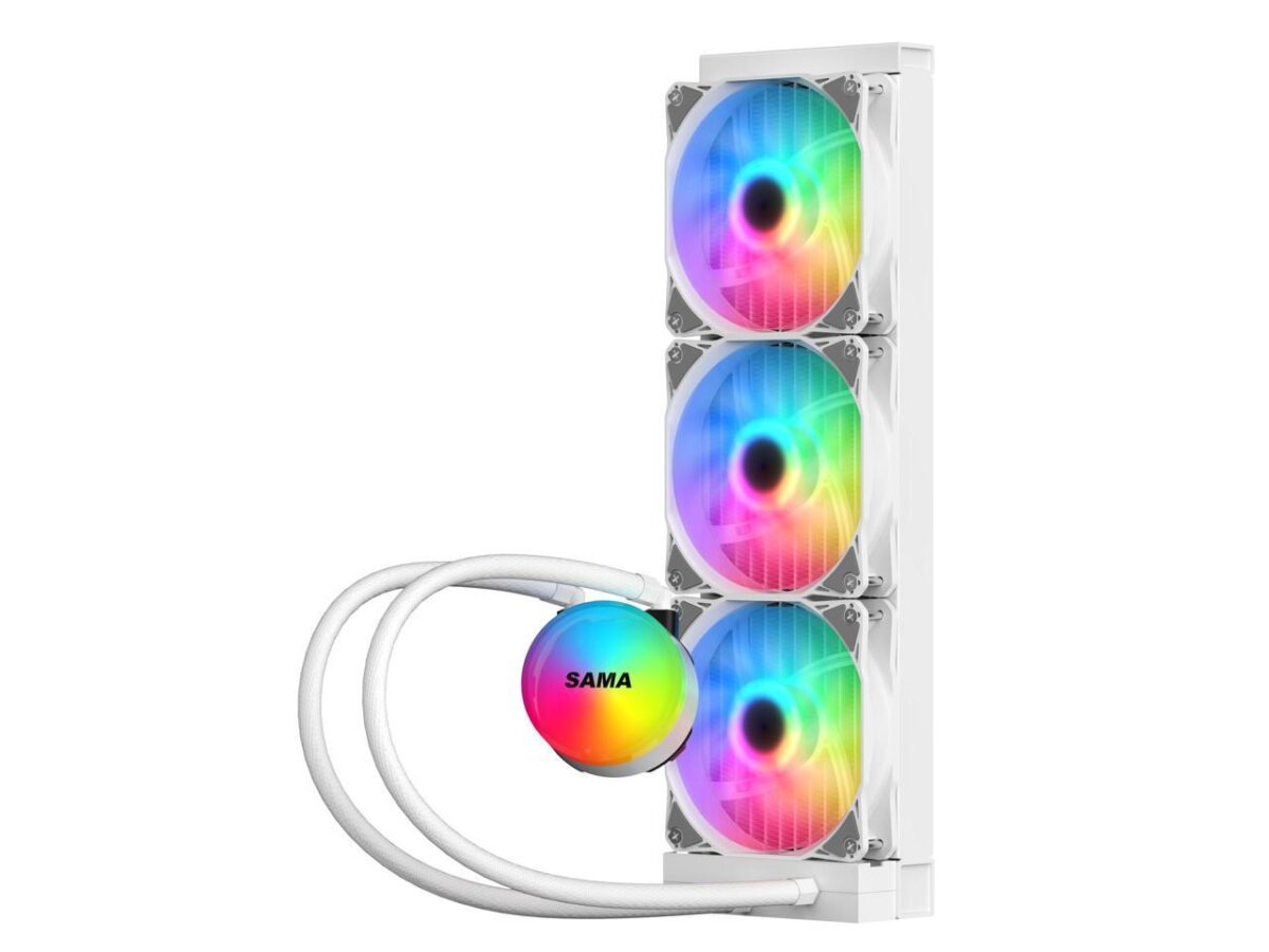 ⁦SAMA SI360 Liquid CPU Cooler 360mm Addressable RGB Pump PWM & FDB Fans AIO Water Cooler⁩ - الصورة ⁦3⁩