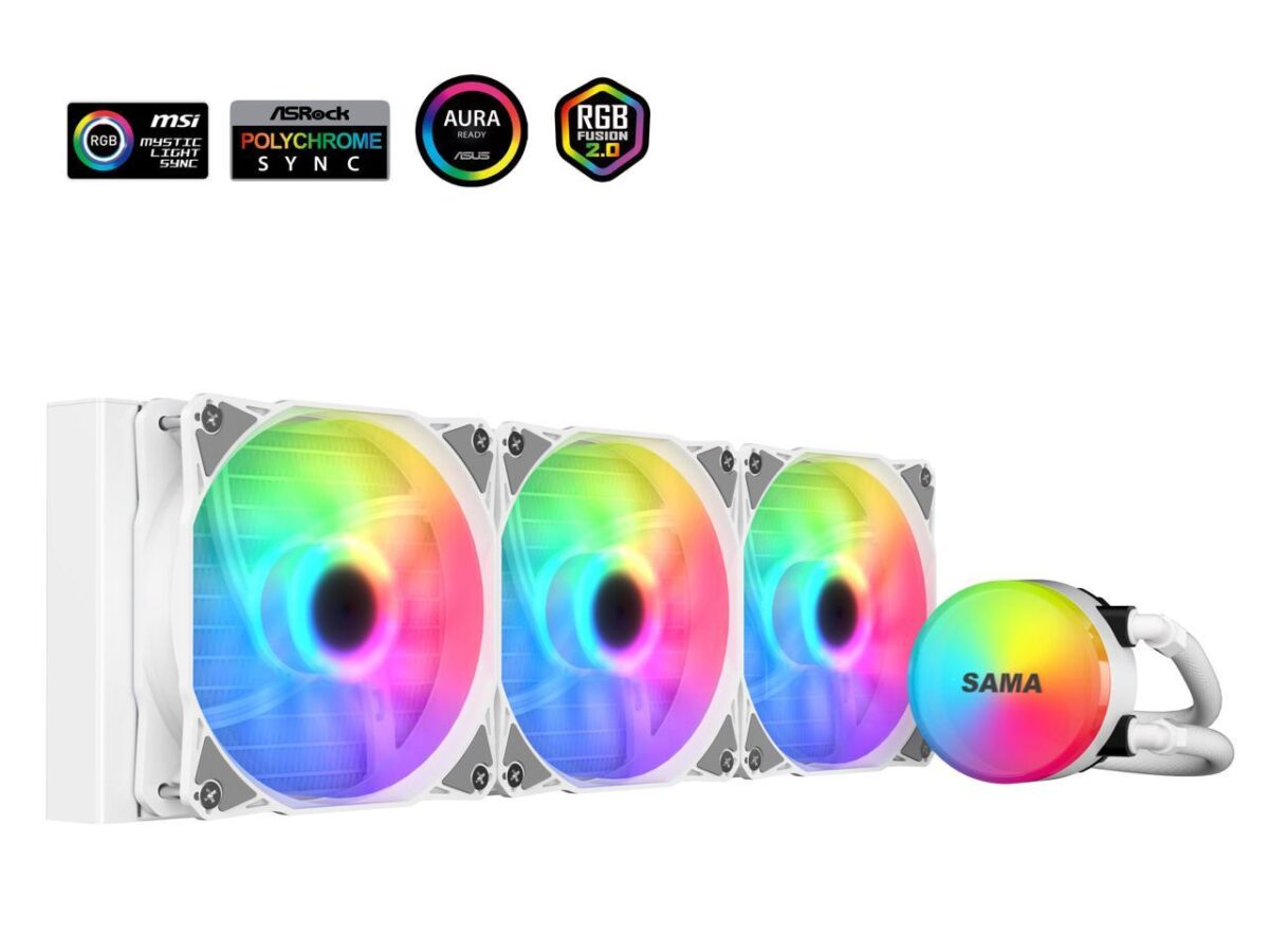 ⁦SAMA SI360 Liquid CPU Cooler 360mm Addressable RGB Pump PWM & FDB Fans AIO Water Cooler⁩ - الصورة ⁦5⁩