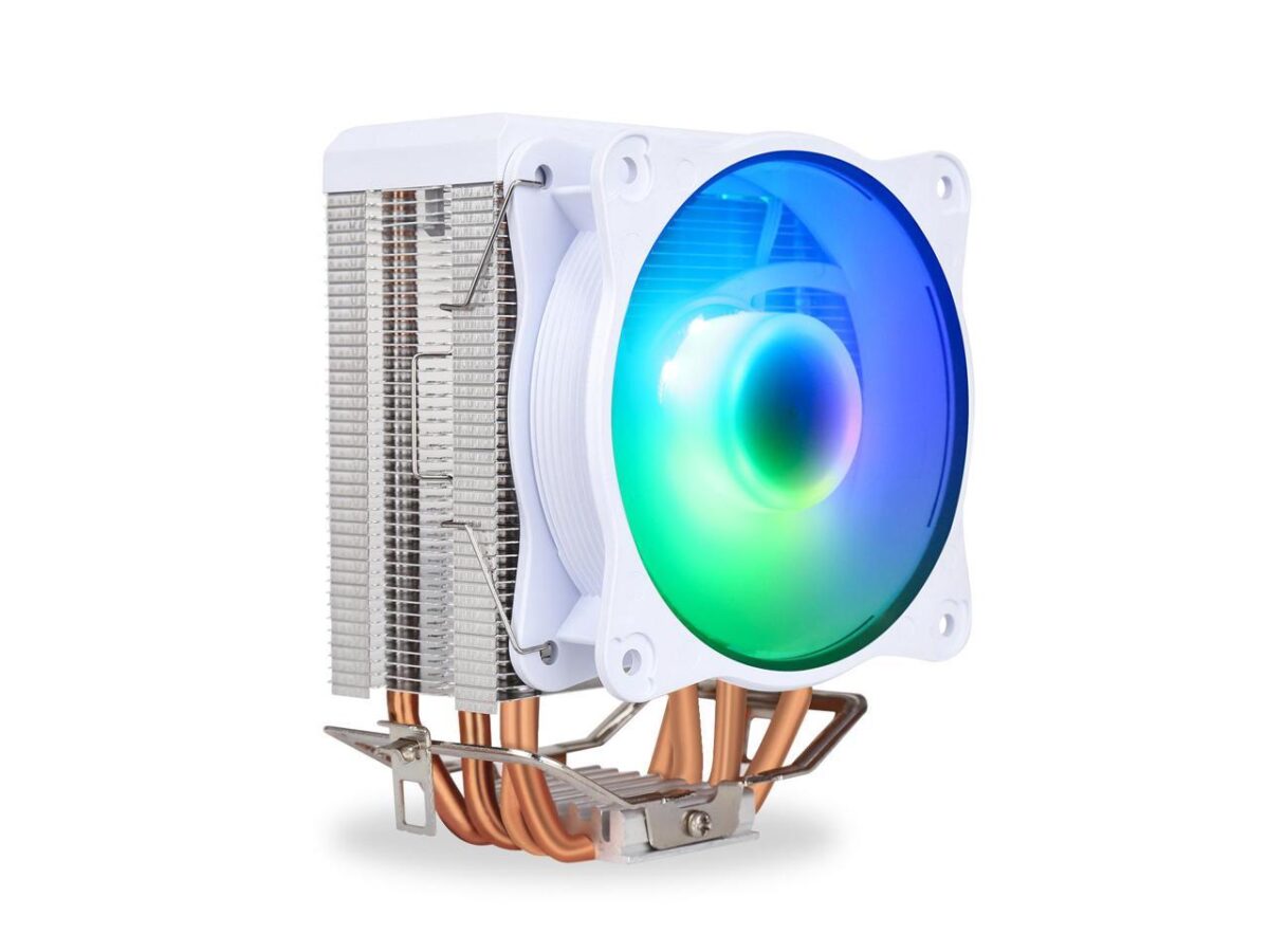 ⁦SAMA KA450DW RGB CPU Air Cooler 9cm PWM Fan 4 Copper Heat Pipes For AMDIntel Universal Computer Cooling Radiator White⁩ - الصورة ⁦8⁩