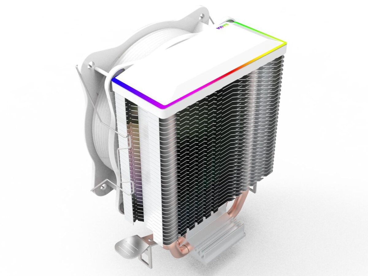 ⁦SAMA KA450DW RGB CPU Air Cooler 9cm PWM Fan 4 Copper Heat Pipes For AMDIntel Universal Computer Cooling Radiator White⁩ - الصورة ⁦7⁩
