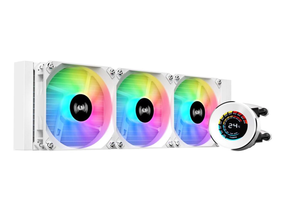 ⁦SAMA T360 White liquid Cooler 360mm ARGB AIO Radiator LCD Temperature Display Screen CPU⁩ - الصورة ⁦8⁩