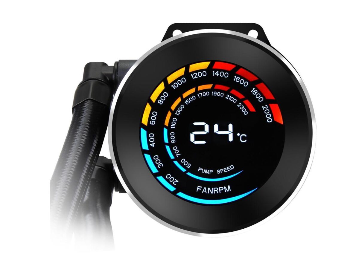 ⁦SAMA T360 Black liquid Cooler 360mm ARGB AIO Radiator LCD Temperature Display Screen CPU⁩ - الصورة ⁦3⁩
