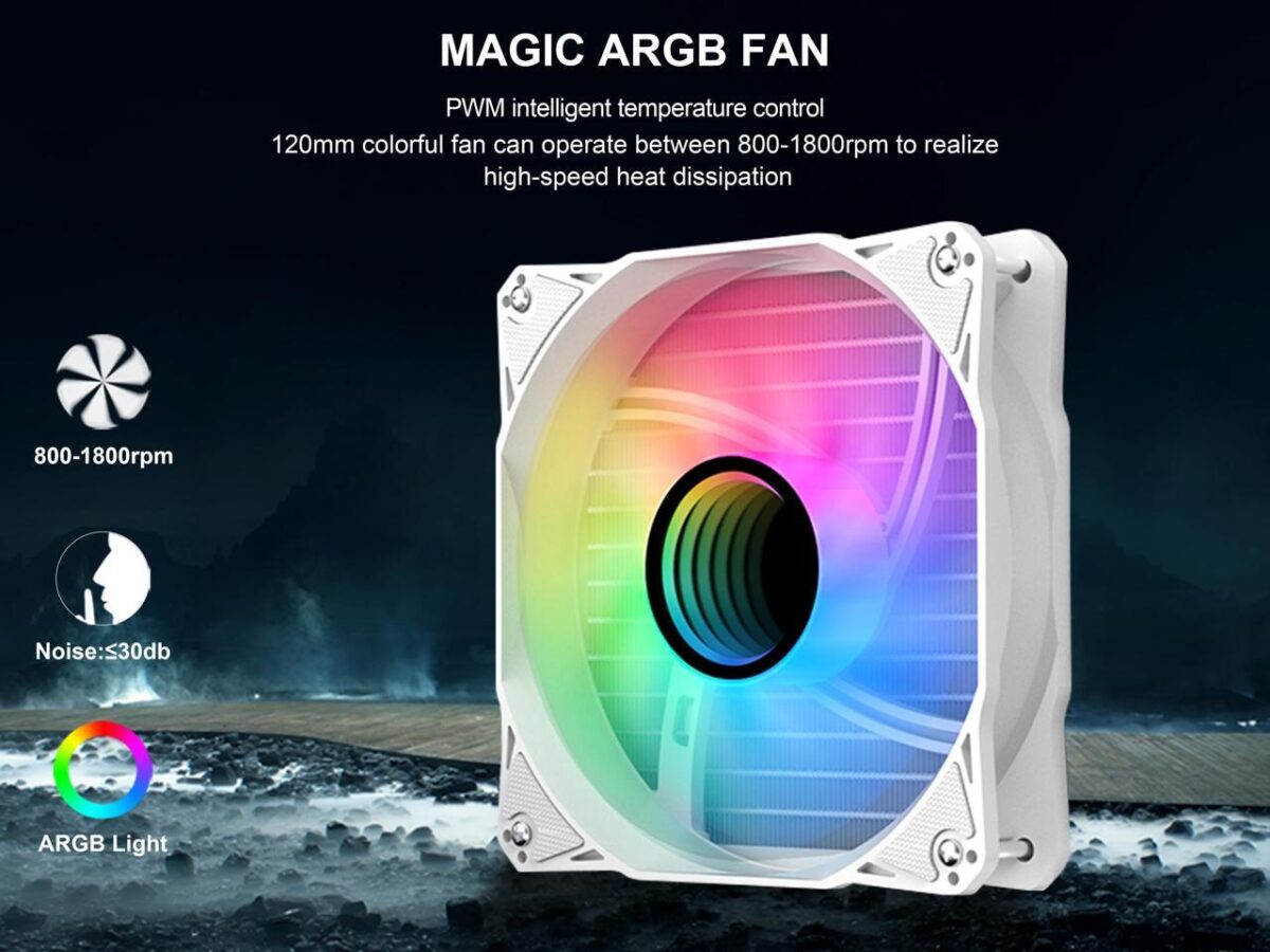 ⁦SAMA PS240mm Cpu Liquid Cooler ARGB 240 AIO With Infinity Mirror Aluminum PC⁩ - الصورة ⁦6⁩
