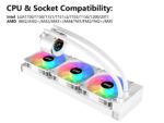 ⁦SAMA T360 White liquid Cooler 360mm ARGB AIO Radiator LCD Temperature Display Screen CPU⁩ - الصورة ⁦2⁩