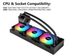 ⁦SAMA T360 Black liquid Cooler 360mm ARGB AIO Radiator LCD Temperature Display Screen CPU⁩ - الصورة ⁦6⁩