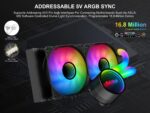 ⁦SAMA PS240 Black AlO Liquid Cooler 240mm ARGB CPU Radiator with nfinity Mirror PWM Fans ARGB Effects Tube Water Cooler⁩ - الصورة ⁦5⁩