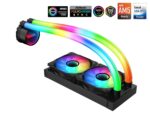SAMA PS240 Black AlO Liquid Cooler 240mm ARGB CPU Radiator with nfinity Mirror PWM Fans ARGB Effects Tube Water Cooler