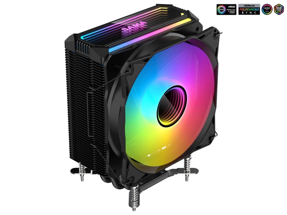 ⁦SAMA KA400I CPU Air Cooler 4 Heat Copper Pipe 120mm Cooling Fan Addressable RGB Aluminum⁩ - الصورة ⁦8⁩