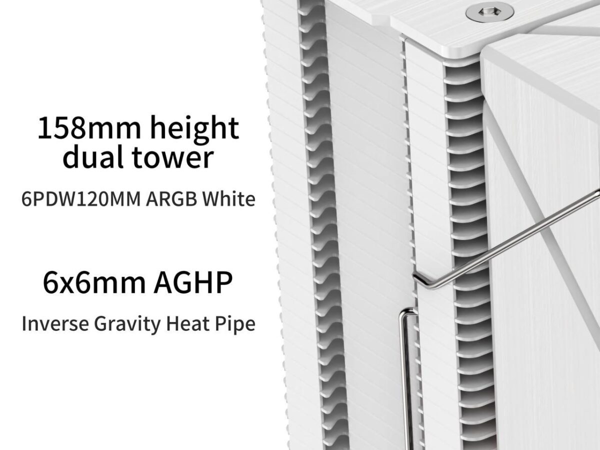 ⁦SAMA 6PDW ARGB White CPU Air Cooler 120mm Cooling Fan Addressable RGB Aluminum PC CPU⁩ - الصورة ⁦8⁩