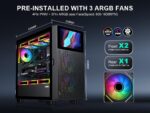 ⁦SAMA V-play ATX Mid Tower High-end Gaming Computer PC Case With 8-inch LCD Display, Tempered Glass Side Panels, Supports Multiple Cooling Configurations Black⁩ - الصورة ⁦6⁩