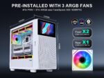 ⁦SAMA V-play ATX Mid Tower High-end Gaming Computer PC Case With 8-inch LCD Display, Tempered Glass Side Panels, Supports Multiple Cooling Configurations White⁩ - الصورة ⁦4⁩