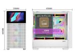 ⁦SAMA V-play ATX Mid Tower High-end Gaming Computer PC Case With 8-inch LCD Display, Tempered Glass Side Panels, Supports Multiple Cooling Configurations White⁩ - الصورة ⁦5⁩