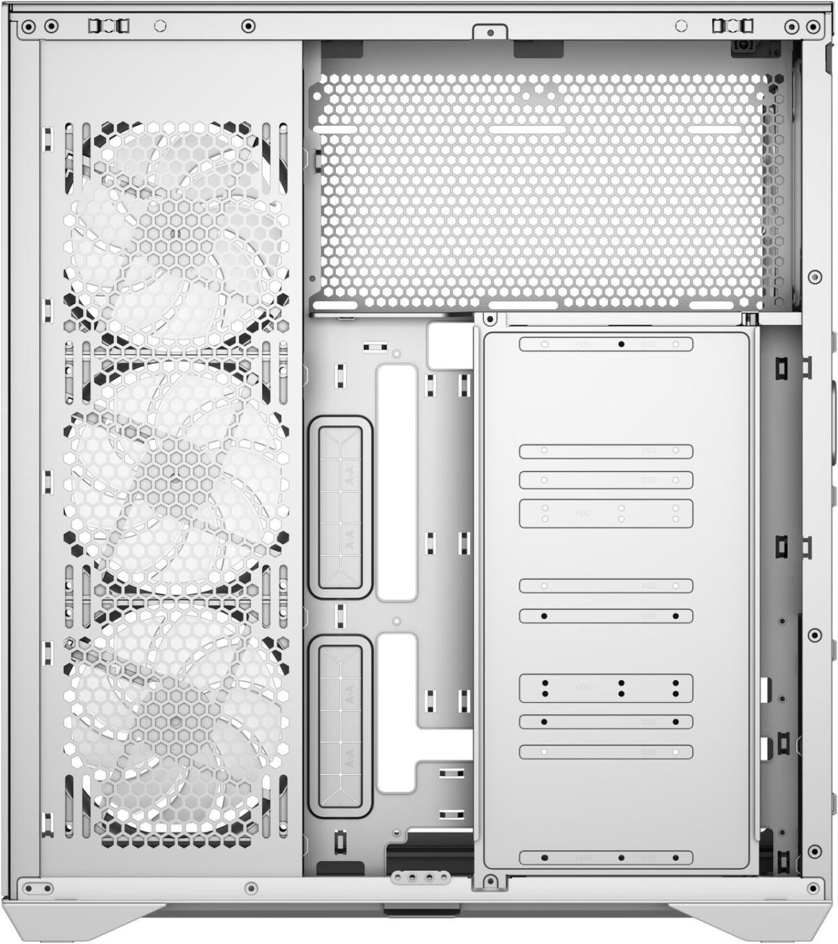 ⁦SAMA V Cool White Steel / Tempered Glass USB3.0/Type C ATX Full Tower Gaming Computer Case w/5 x ARGB Fans (Pre-Installed)⁩ - الصورة ⁦5⁩