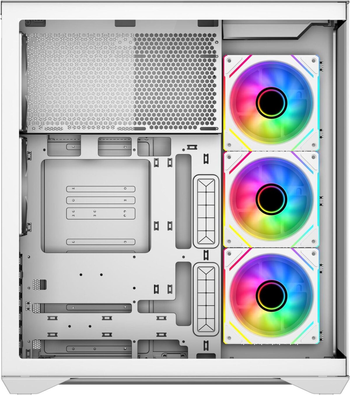 ⁦SAMA V Cool White Steel / Tempered Glass USB3.0/Type C ATX Full Tower Gaming Computer Case w/5 x ARGB Fans (Pre-Installed)⁩ - الصورة ⁦6⁩