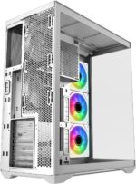 ⁦SAMA V Cool White Steel / Tempered Glass USB3.0/Type C ATX Full Tower Gaming Computer Case w/5 x ARGB Fans (Pre-Installed)⁩ - الصورة ⁦8⁩