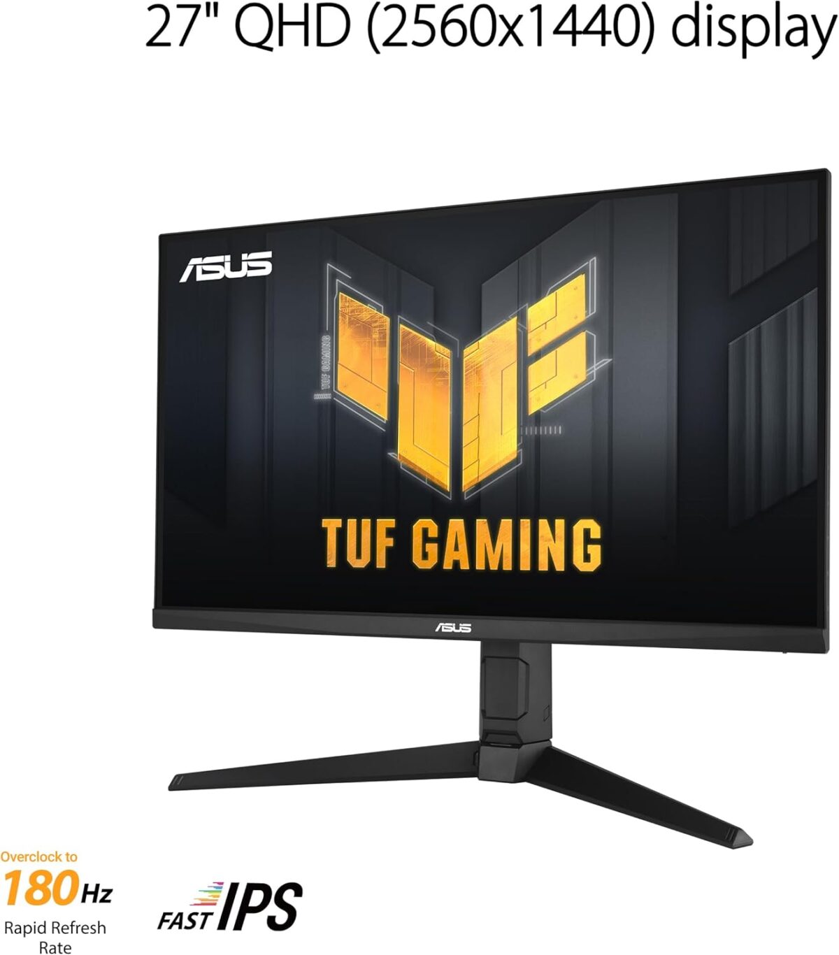⁦ASUS TUF Gaming 27” 1440P Monitor (VG27AQL3A) - QHD (2560 x 1440), 180Hz, 1ms, Fast IPS, Extreme Low Motion Blur SYNC, G-SYNC Compatible, Freesync Premium, 130% sRGB, DisplayHDR 400⁩ - الصورة ⁦4⁩