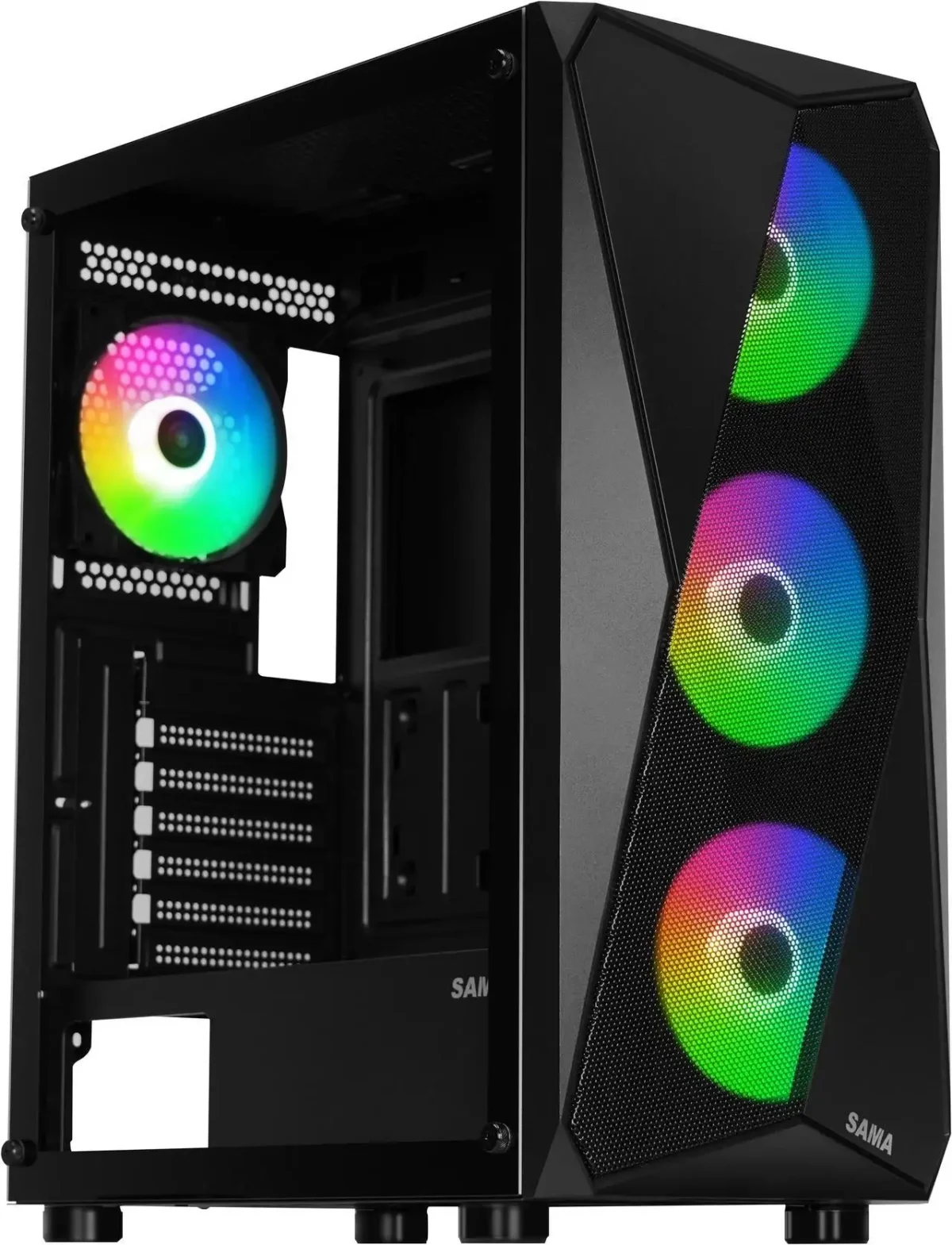 ⁦Sama 3313 ATX Tower Gaming Case with 4x120mm ARGB Fans⁩ - الصورة ⁦2⁩