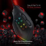 ⁦Redragon M811 Aatrox MMO Gaming Mouse, 15 Programmable Buttons Wired RGB Mouse w/Ergonomic Natural Grip Build, 10 Side Macro Keys, Software Supports DIY Keybinds & Backlit⁩ - الصورة ⁦5⁩