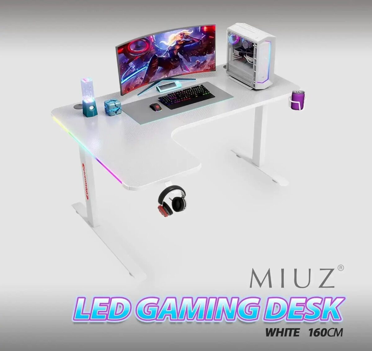 ⁦MIUZ RGB LED Gaming Desk ميز العاب زاوية⁩ - الصورة ⁦2⁩