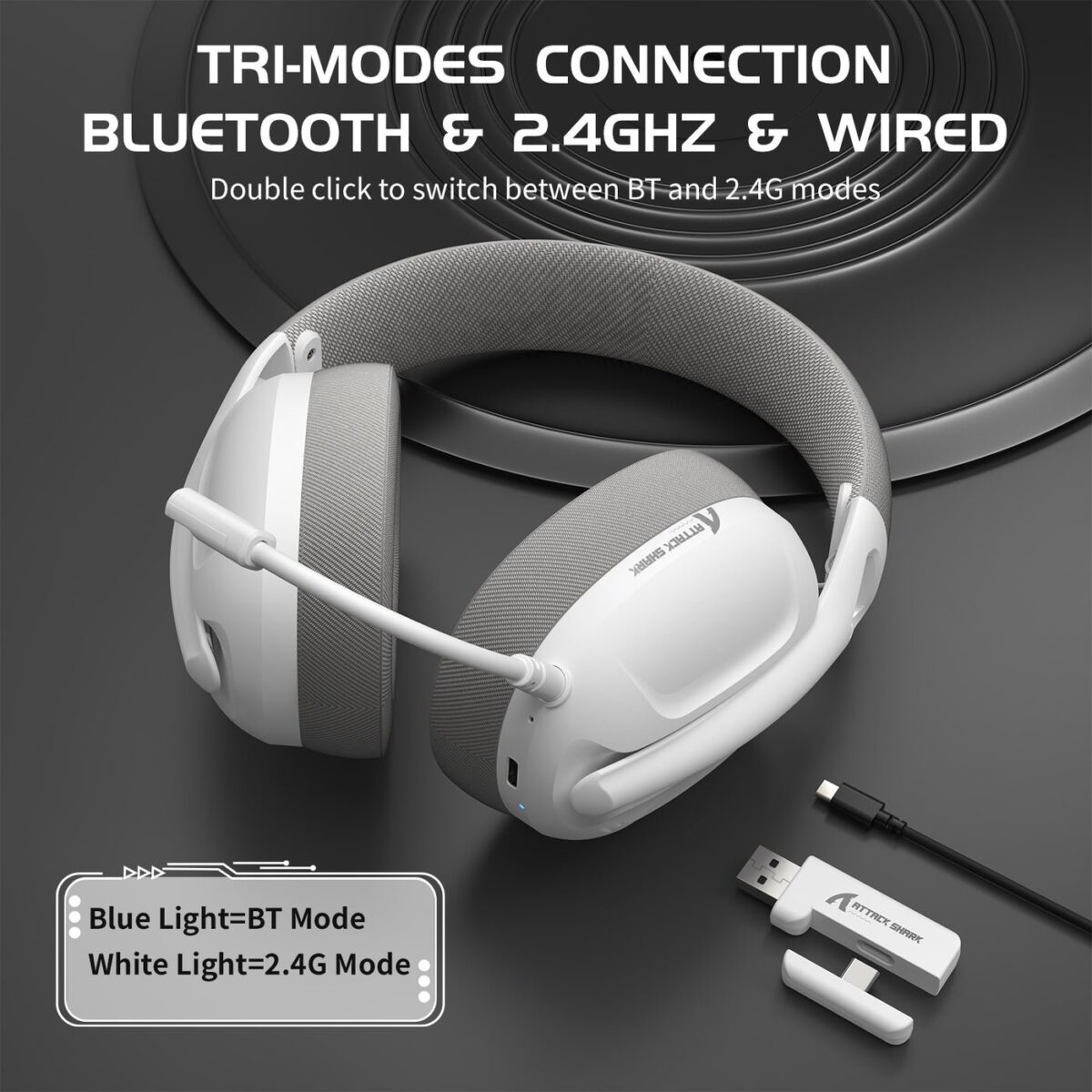 ⁦ATTACK SHARK L80 Ultra-Light Tri-Mode Gaming Headset⁩ - الصورة ⁦4⁩